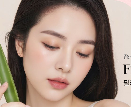 알로에를 들고 있는 여성의 얼굴 클로즈업