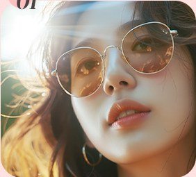 선글라스를 쓰고 햇빛을 받는 여성