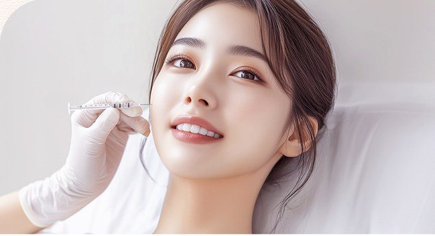 주사 시술을 받고 있는 여성의 얼굴