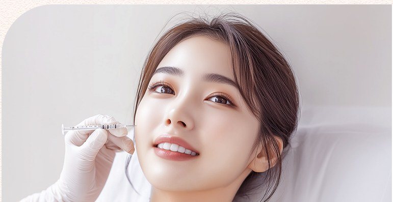 의료진에게 시술을 받고 있는 여성 모델