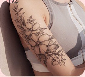 팔에 꽃 문신이 있는 여성 (02)