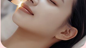 레이저 시술을 받는 여성의 얼굴